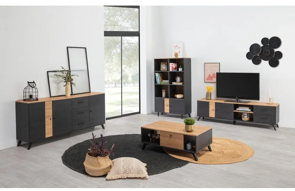 Stolik z blatem w dekorze dębu 60x100 cm Texas – Marckeric