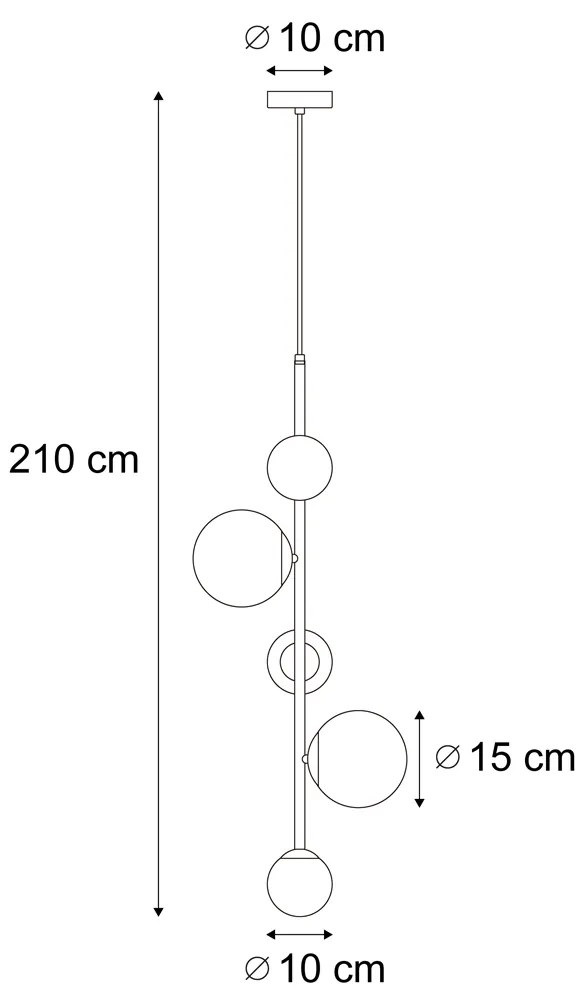 Designerska lampa wisząca czarna z matowym szkłem 5-punktowa - VerticalDesignerski Oswietlenie wewnetrzne