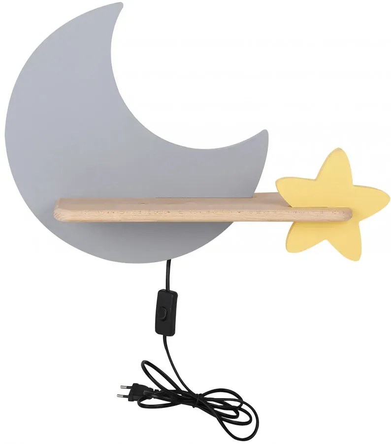 Szaro-żółty kinkiet ścienny księżyc z wtyczką - 4X K030 F4-R72