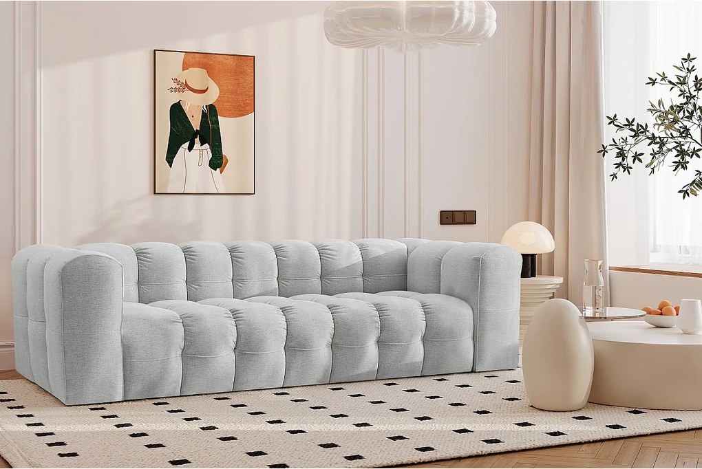 Sofa czteroosobowa BALOO, tkanina szenilowa, Jasnoszary