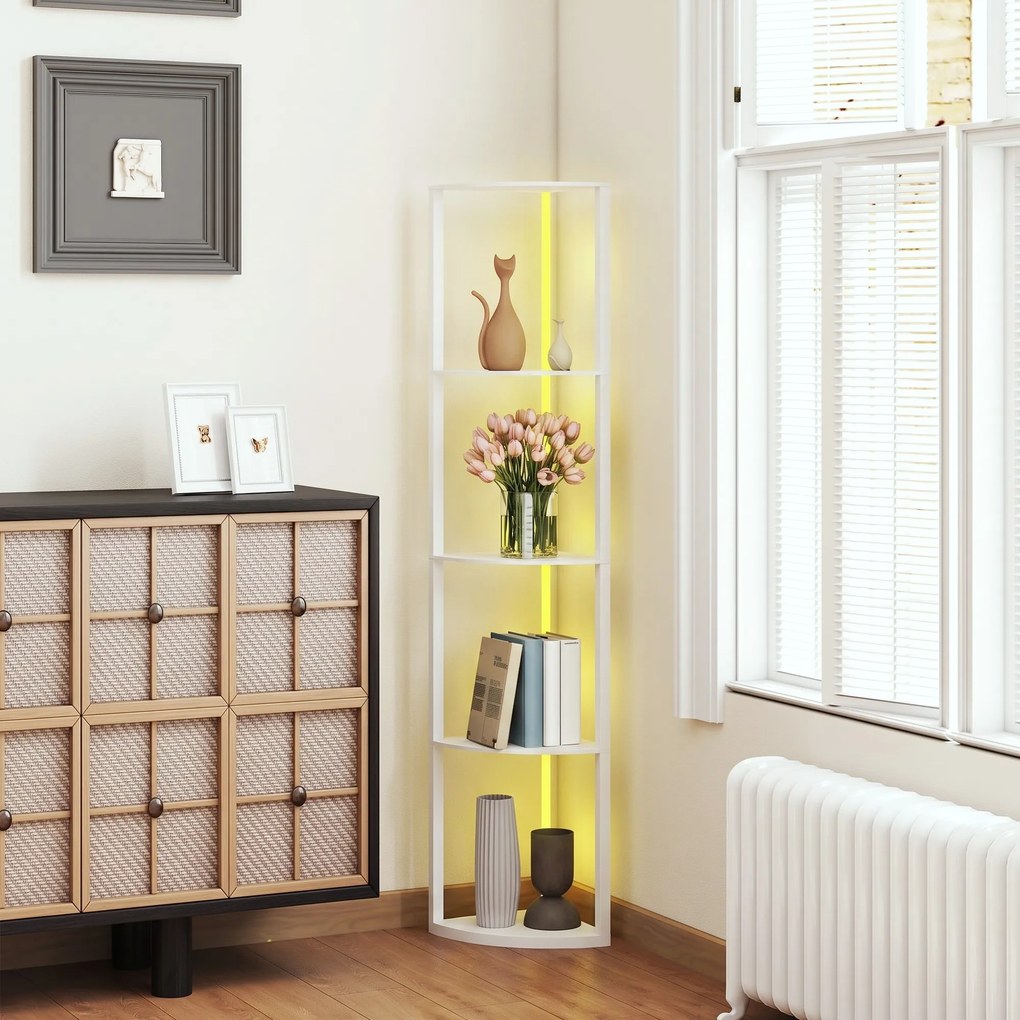 HOMCOM LED Lampa stojąca 5-stopniowa ściemnialna z półką, RGB zmiana kolorów, pilot | Aosom PL