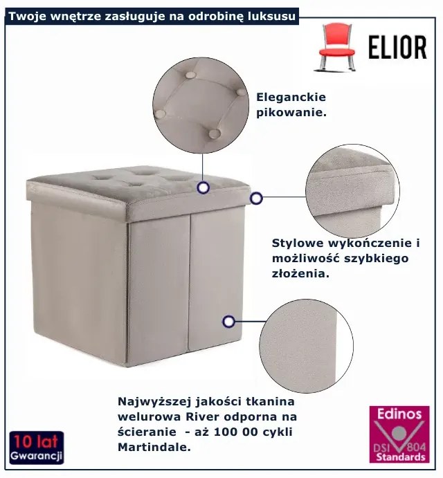 Pikowana beżówa pufa z pojemnikiem D6-R37