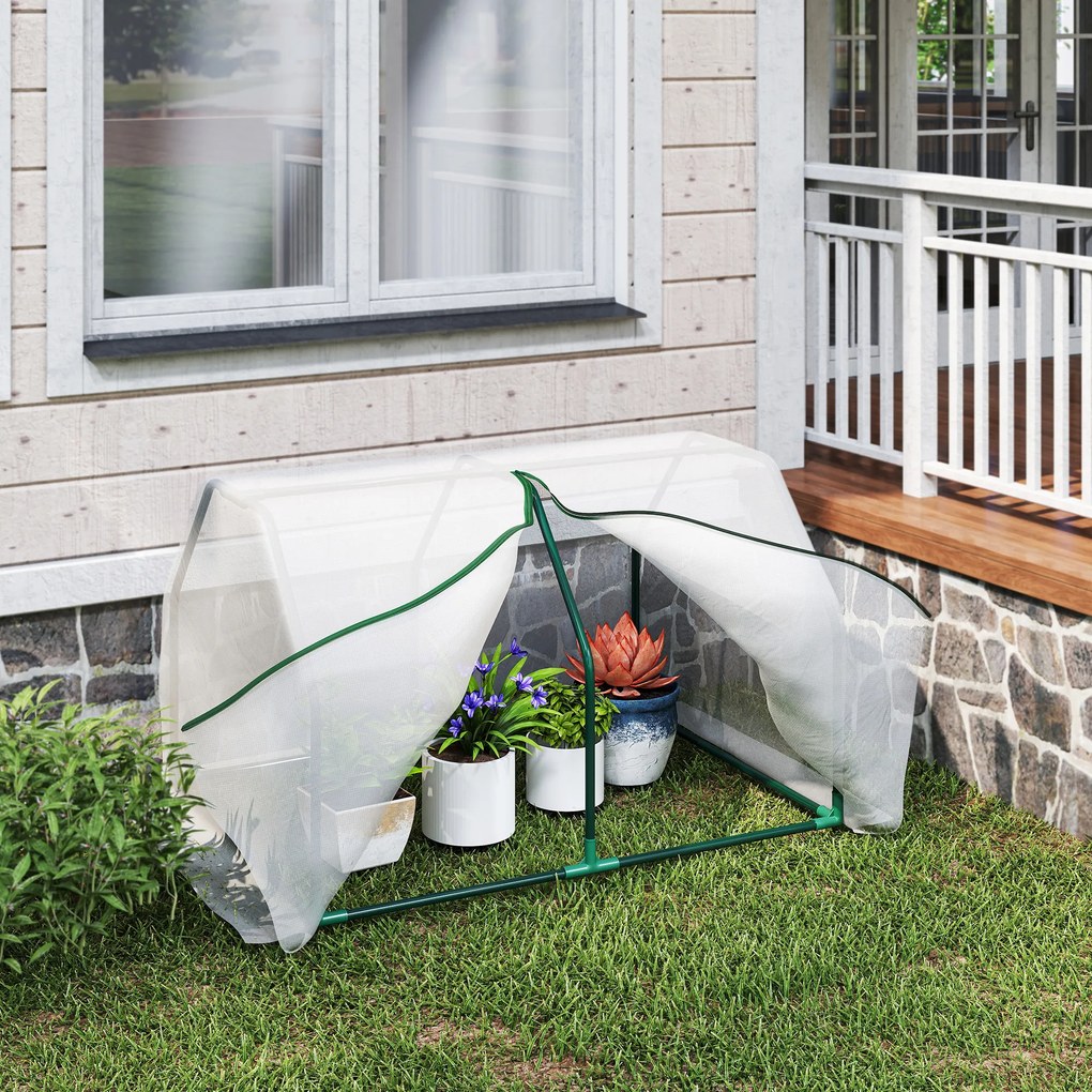 Outsunny Mini Szklarnia Tunel Foliowy Odporny na Warunki Atmosferyczne Łatwy Transport Zielony 99x71x60cm | Aosom PL