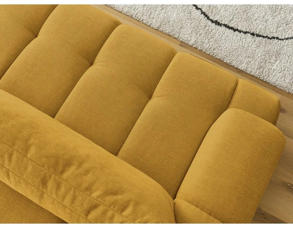 Musztardowa rozkładana/ze schowkiem sofa 251 cm Fuji – Bobochic Paris