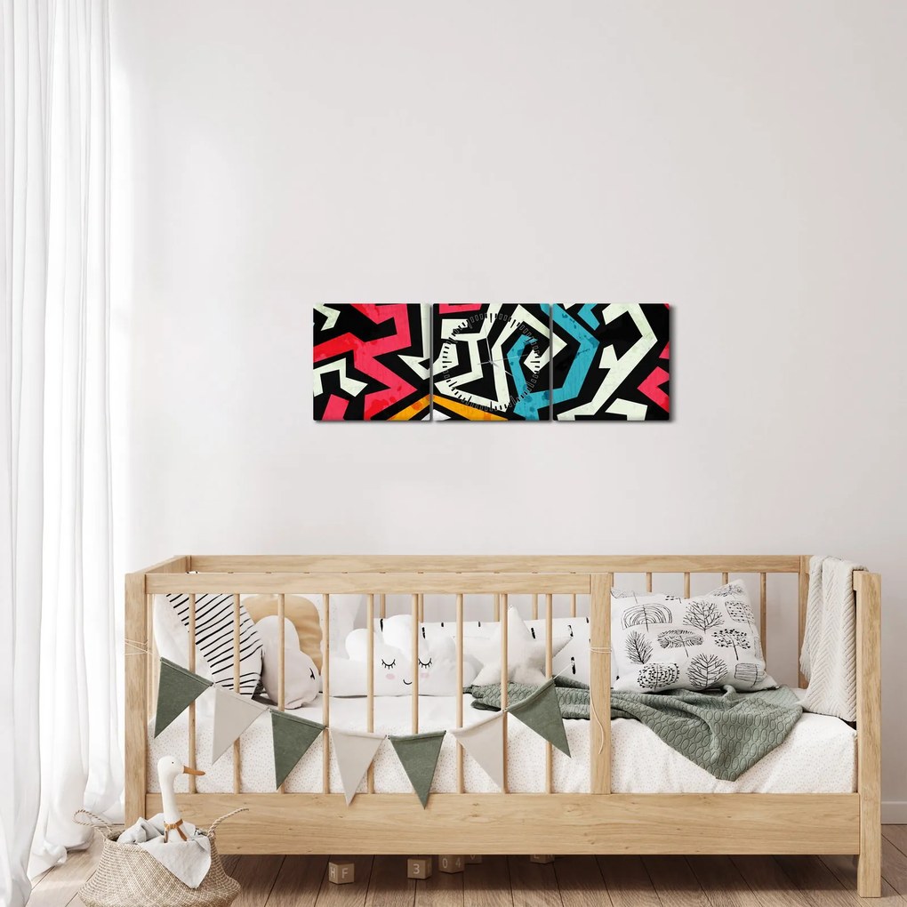 Obraz abstrakcji graficznej (z zegarem) (90x30 cm)