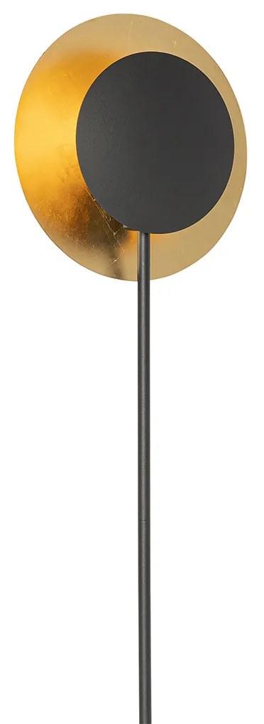Lampa podłogowa art deco czarna ze złotem - Emilienne ArtDeco Oswietlenie wewnetrzne