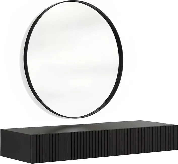 Toaletka wisząca Nicole z czarnym lustrem 80 cm - czarny mat
