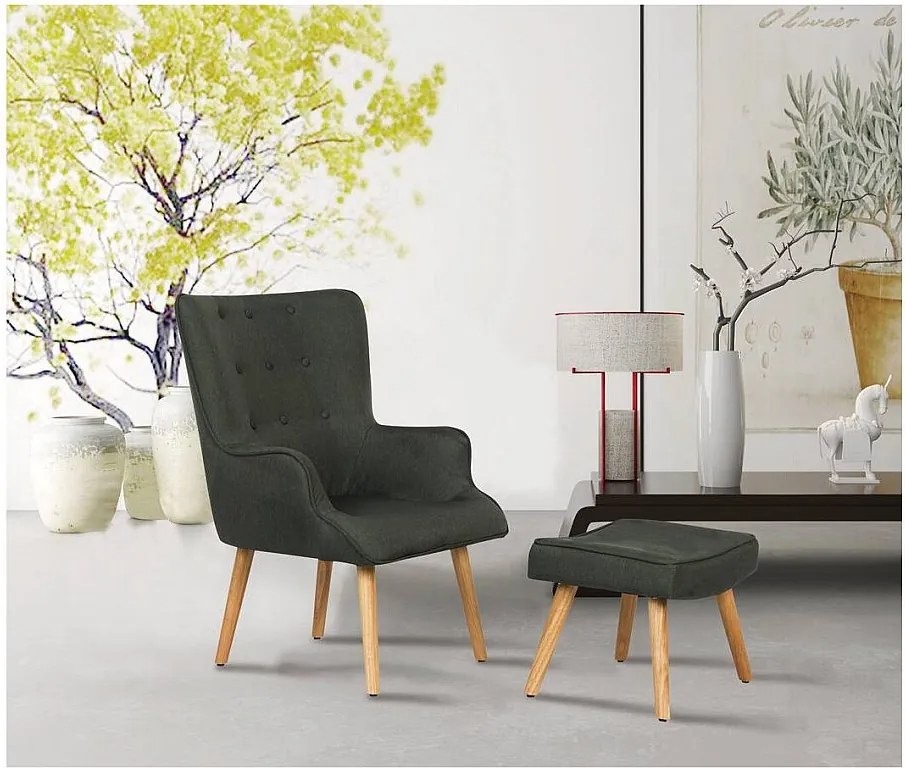 Poltrona estilo escandinavo tecido "Odense" - 1 lugar - Cinza escuro