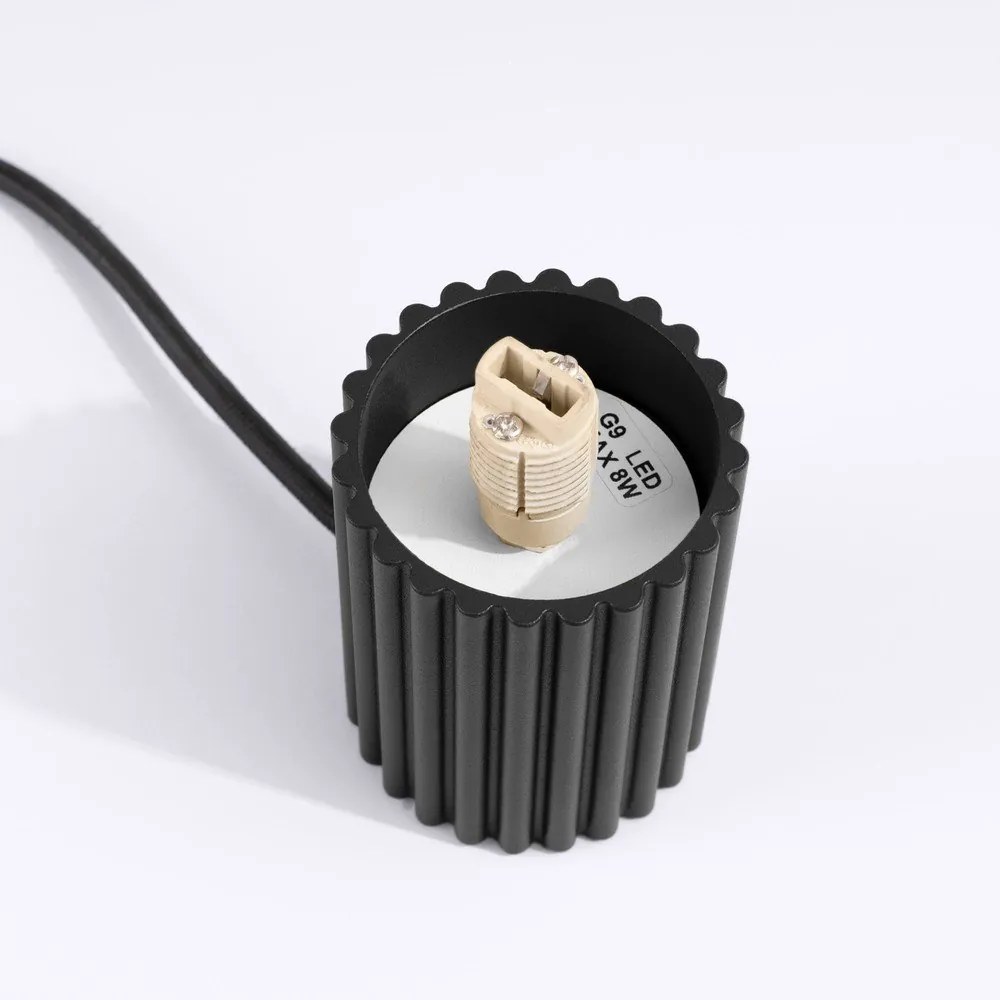 Czarna lampa stołowa ze szklanym kloszem (wysokość 19 cm) Orbital – Sollux