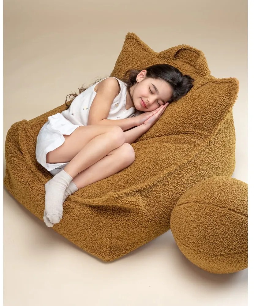 Brązowy dziecięcy worek do siedzenia z materiału bouclé Chair – Wigiwama