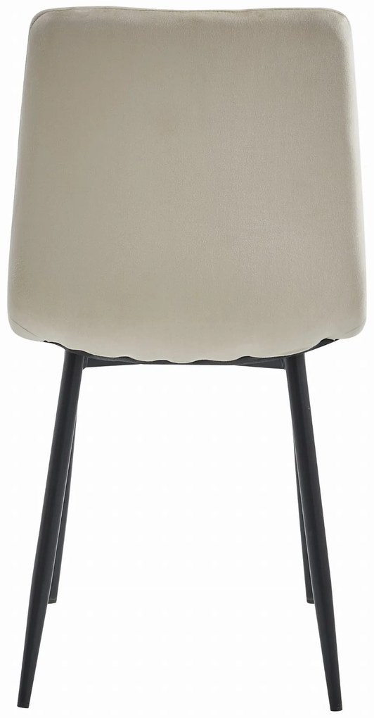Beżowe krzesło do kuchni LAVA aksamitne z czarnymi nogami