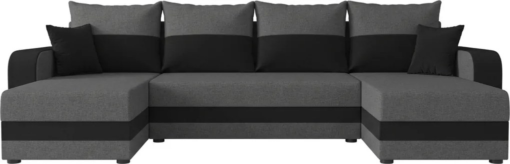 Rozkładana sofa narożna w kształcie U VALERIO 305x140 cm, ciemnoszara/antracytowa