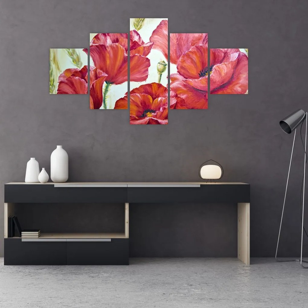 Obraz - Kwiaty maku (125x70 cm)