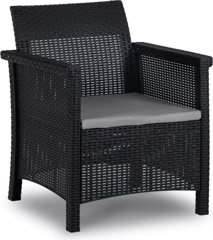 Zestaw mebli ogrodowych Amilio czarny technorattan sofa 2 fotele stolik taras balkon ogród