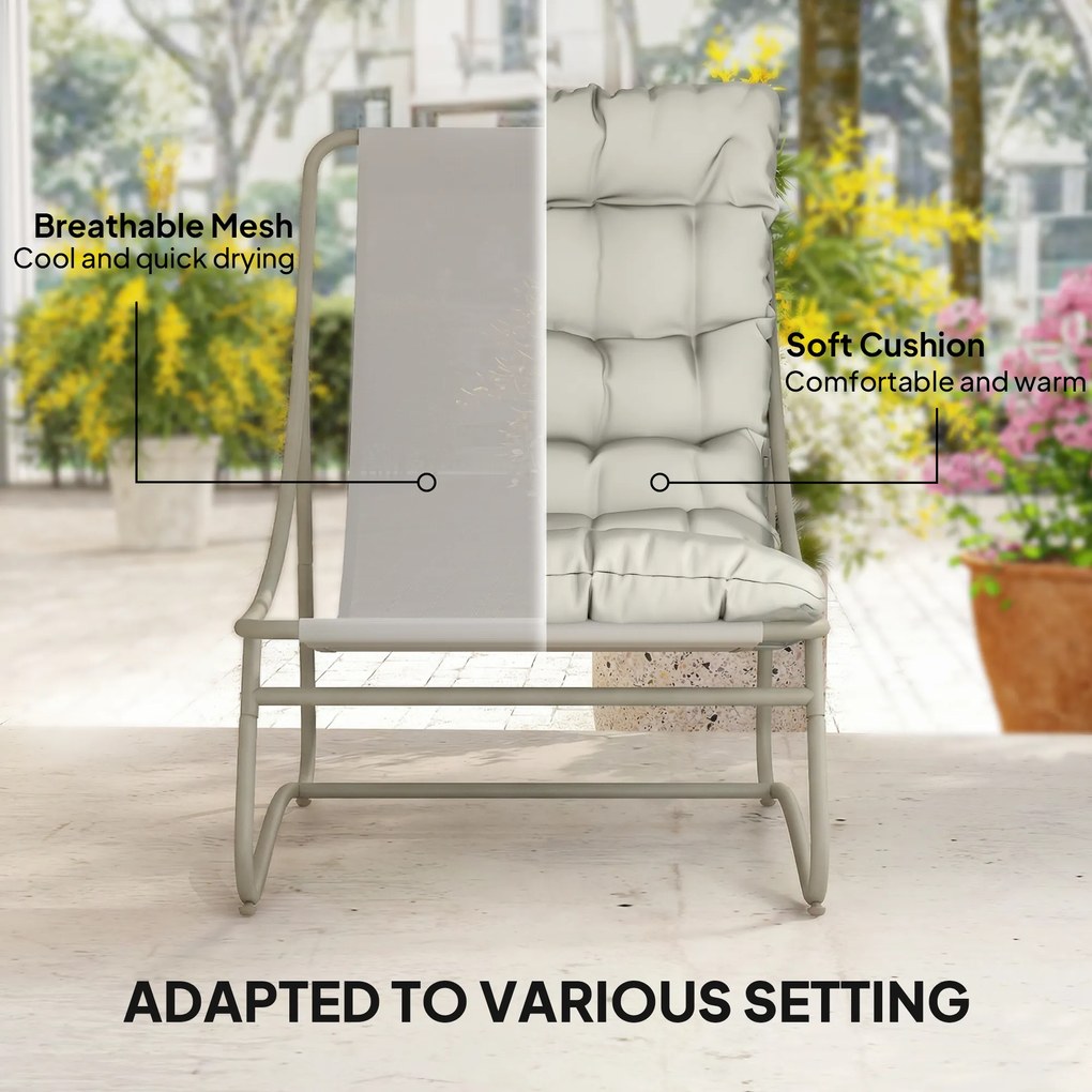 Outsunny Zestaw balkonowy 3-częściowy z poduszkami i stolikiem, stalowa konstrukcja, jasnoszary | Aosom PL