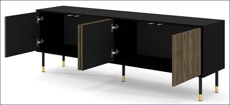 Frezowana szafka pod TV czarny + orzech pacyfik G9-B15