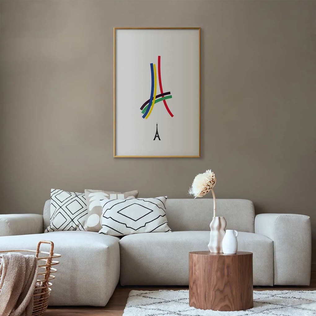 Plakat Abstrakcyjna Wieża Eiffla 21x30 cm z ramą złotą bez marginesu ARTGEIST B