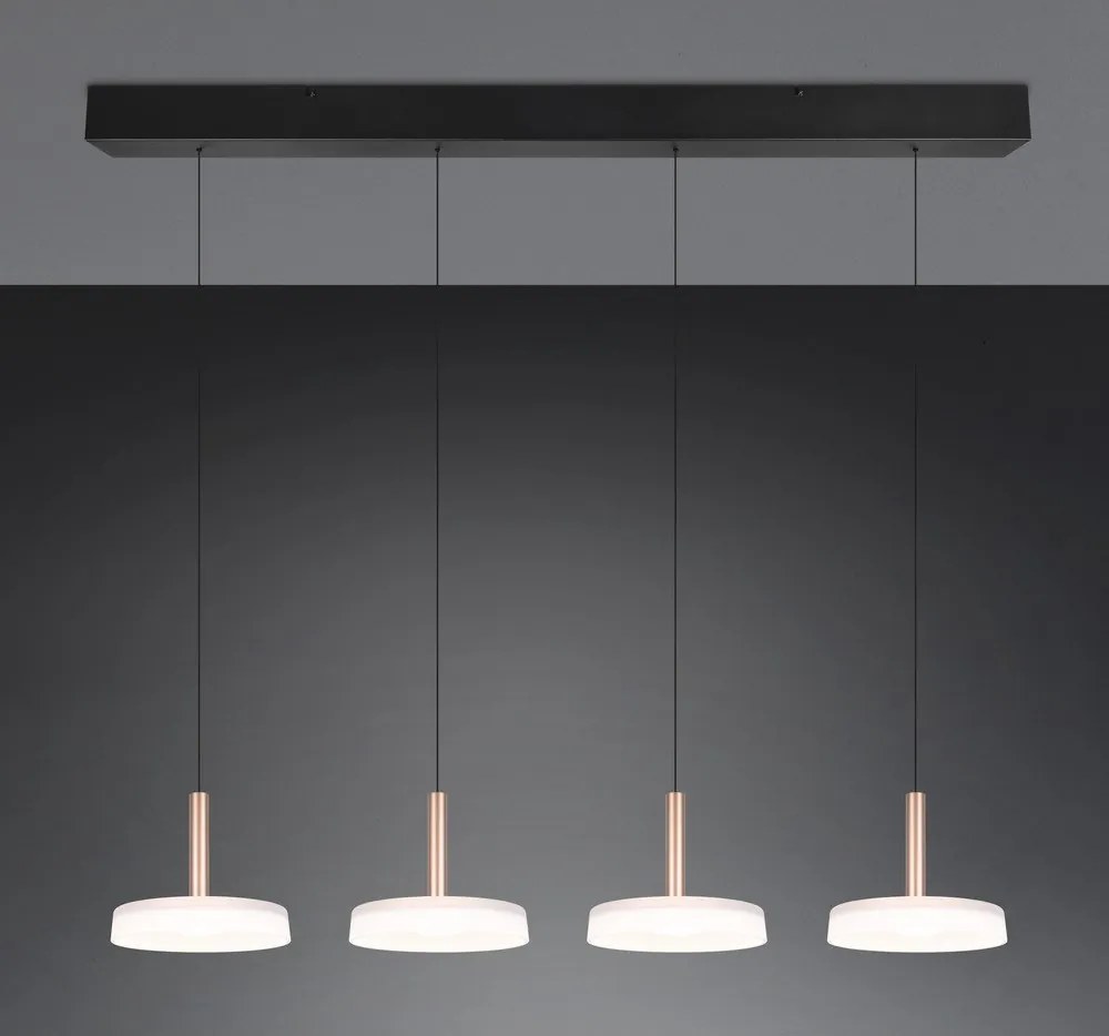 Lampa wisząca LED w czarno-biało-złotym kolorze ze ściemniaczem i szklanym kloszem Celeste – Trio