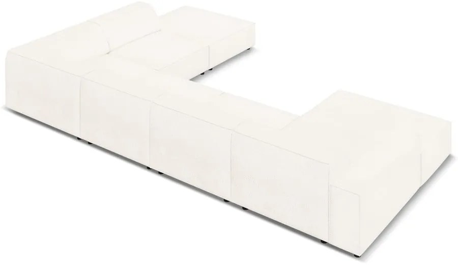 Beżowy narożnik (prawostronny) z materiału bouclé Jodie – Micadoni Home