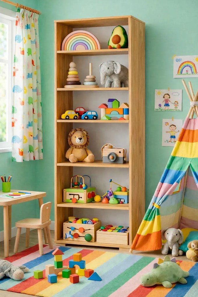 Wysoki regał na zabawki 70 cm dąb craft złoty P1-B38