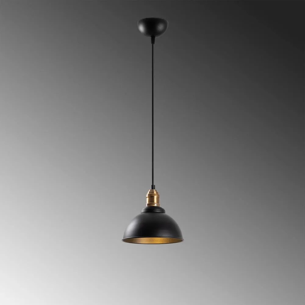 Czarna lampa wisząca z metalowym kloszem ø 21 cm Varzan – Opviq lights