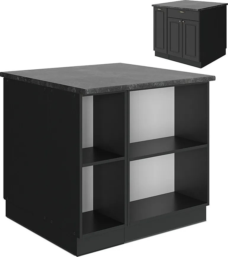 Wyspa kuchenna anthrazit-gold landhaus 90x60x82 fame-line