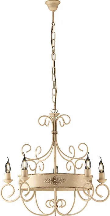 Żyrandol Baltimora z 5 lampami, lakierowany na kolor kości słoniowej, żelazny, 120 x 60 cm, BL183-5-AV