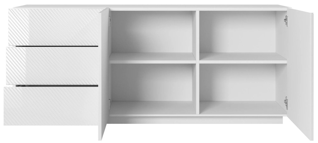 Komoda Asha 167 cm dwudrzwiowa z szufladami - biały połysk