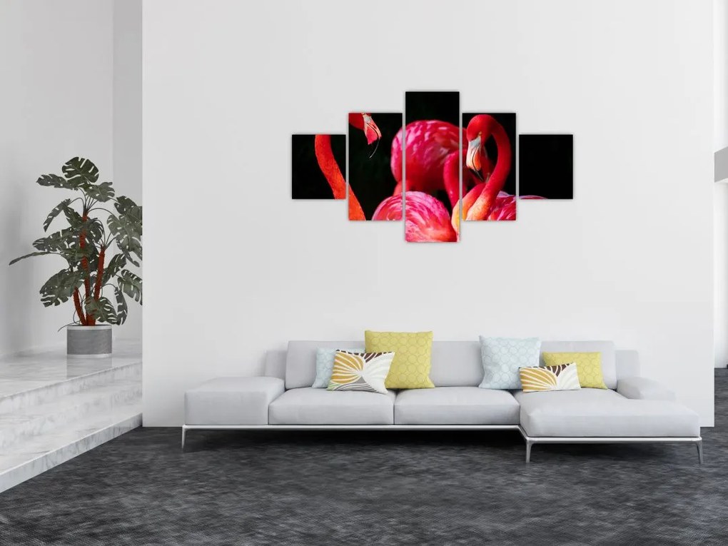Obraz czerwonych flamingów (125x70 cm)