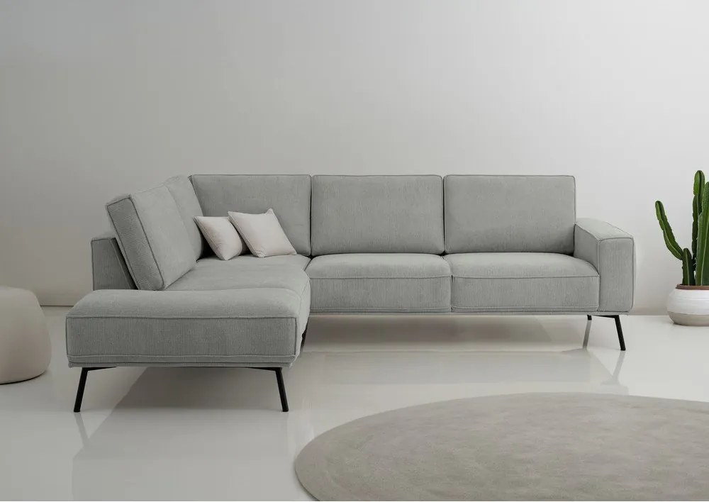 Jasnoszary narożnik z tkaniny szenilowej (lewostronny/w kształcie litery L) Amsterdam – Scandic
