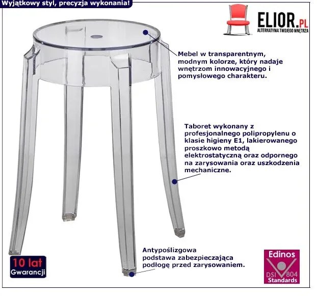 Transparentny taboret okrągły - Sador