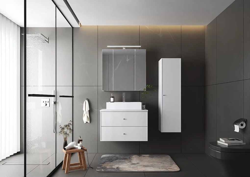 Biały Zestaw do Łazienki 80cm Szafka z Blatem Marco