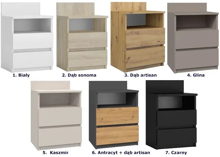 Szafka Nocna Z Szufladami I Półką Dąb Artisan A8-B14