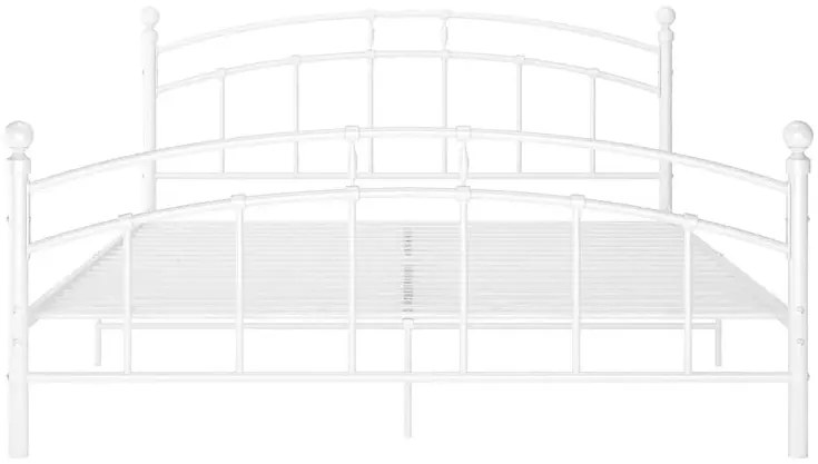 Białe metalowe łóżko z zagłówkiem 140x200 cm - Enelox