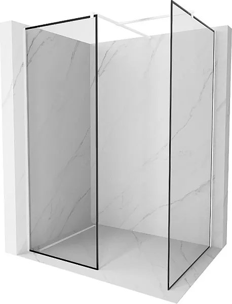 Mexen Kioto ścianka prysznicowa Walk-in 130 x 110 cm, czarna ramka, biała - 800-130-202-20-70-110
