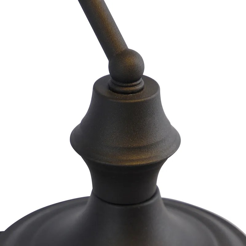 Klasyczna lampa notariusza czarna z opalowym szkłem - Banker