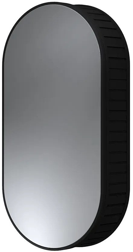 Czarna wisząca szafka łazienkowa z lustrem P7-E58