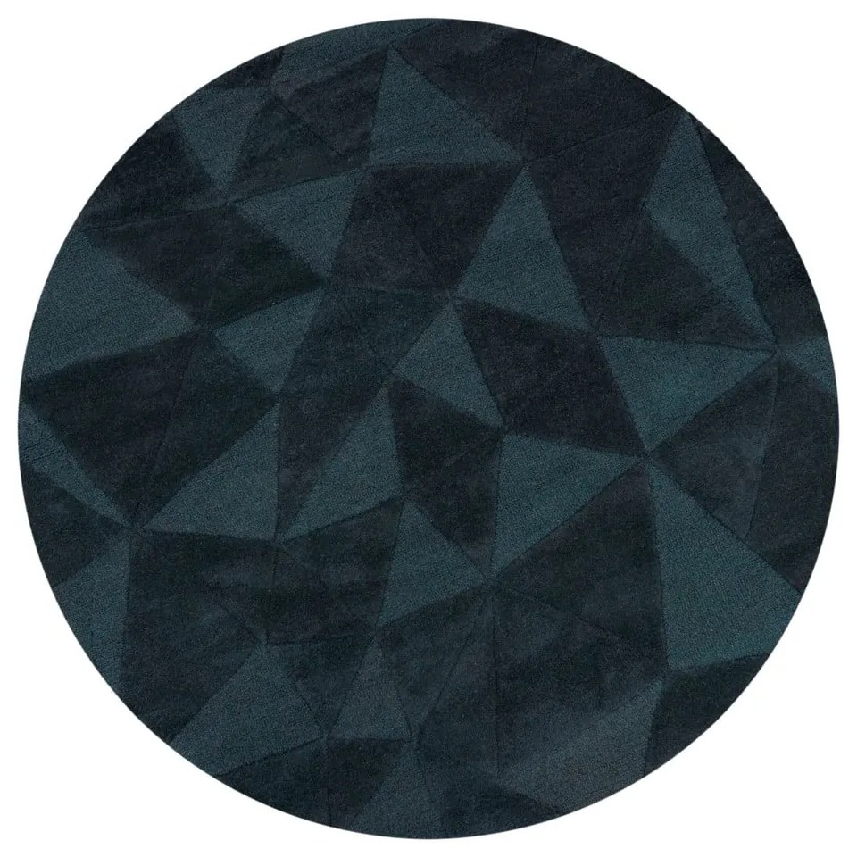 Zielononiebieski wełniany okrągły dywan tkany ręcznie ø 160 cm Shard Teal – Flair Rugs