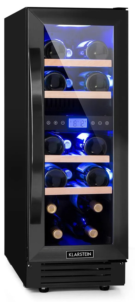 Klarstein Vinovilla 29.5cm 17 Butelek Winiarka Podblatowa Dwustrefowa Czarny