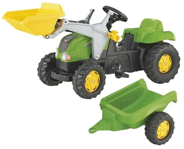 Rolly toys rollykid traktor zielony z łyżką i przyczepą