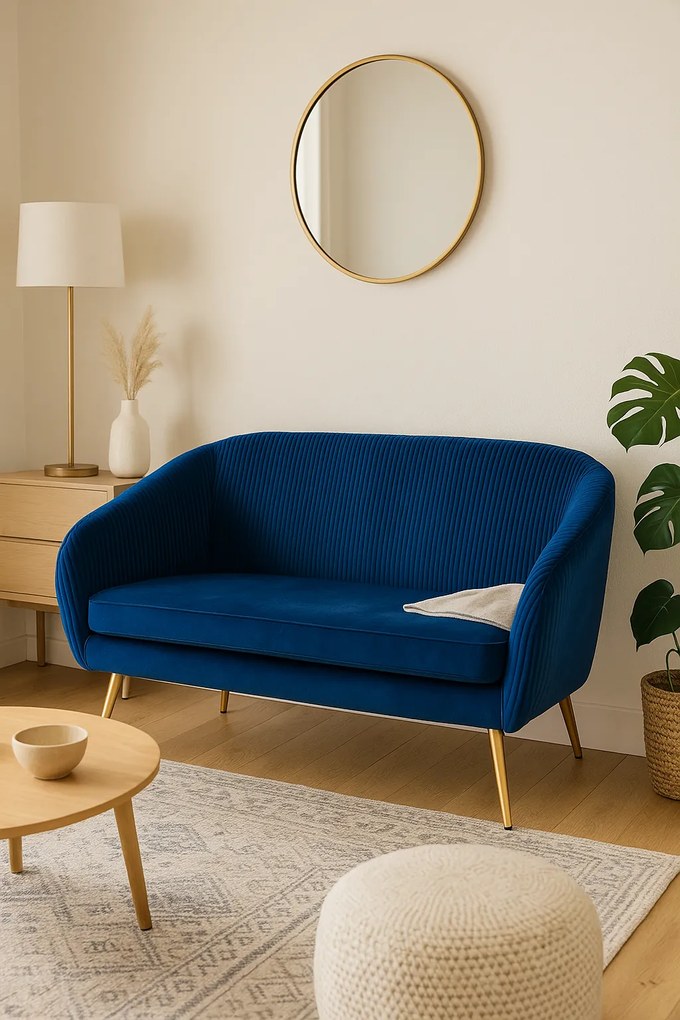 Mała sofa dwuosobowa SOLARO, aksamitne obicie