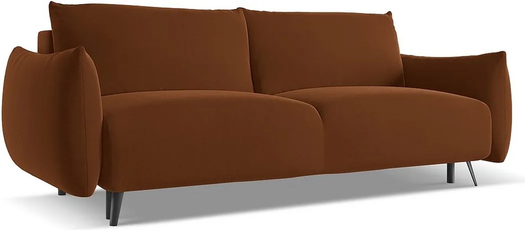 Kanapa 3-osobowa z funkcją spania - z tkaniny welwetowej - terakota - MALIE