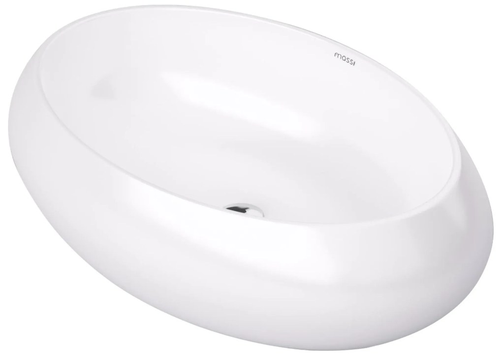 Umywalka ceramiczna nablatowa owalna biała 64 x 42 cm MORINA