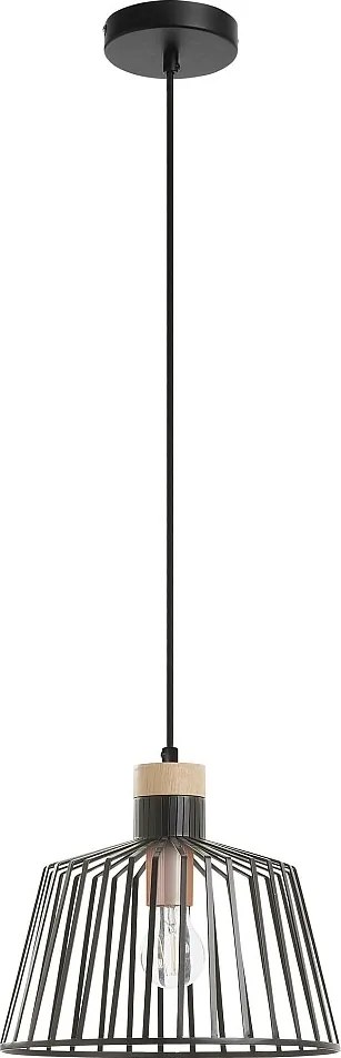 Lampa sufitowa BAGUET w nowoczesnym stylu - wys. 120 cm x g?. ø30 cm - E27 42W - ip20 - stal i drewno - czarny