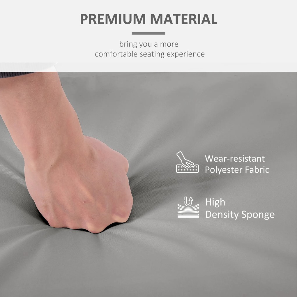 Outsunny Zestaw 2 Poduszek, 56 x 52 cm, Poduszki na Krzesła z Zamkiem, Pokrowiec z Tkaniny, 7 cm Wypełnienie, Pralne, Jasnoszary