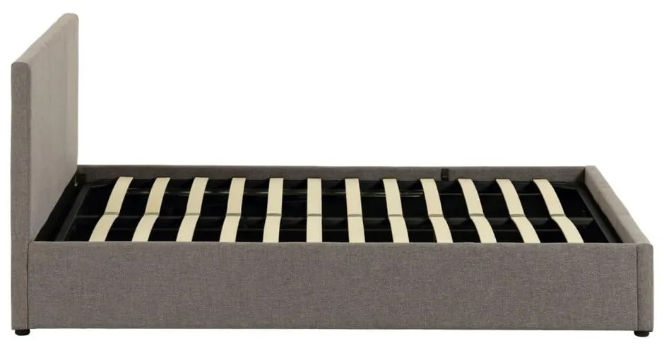 Szare tapicerowane łóżko dwuosobowe ze schowkiem i stelażem 180x200 cm Nahiri – Kave Home
