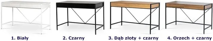 Industrialne duże biurko na metalowych nogach z szufladami orzech + czarny D6-M46