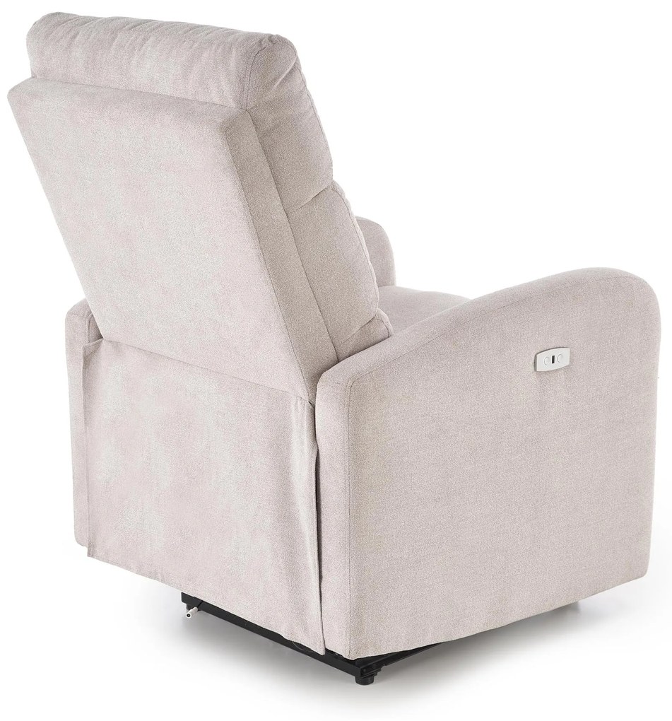 Fotel wypoczynkowy elektryczny rozkładany z masażerem beżowy CARINIO