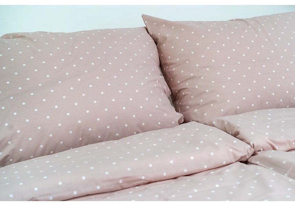 Stanex Pościel bawełniana Różowa kropka, 140 x 200 cm, 70 x 90 cm