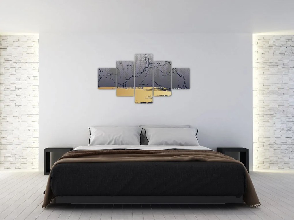 Obraz - Niebiesko-złota abstrakcja N⁰1 (125x70 cm)
